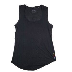 ATM Sweetheart Tank Top‎ Women's Sz XS Black Scoopneck Thin Curved Hem